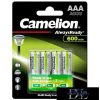 CAMELION AlwaysReady Solar NI-MH újratölthető akkumulátor HR03/AAA/600mAh-BP4
