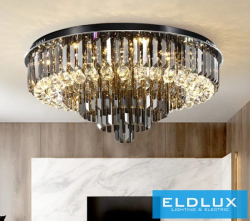 ELDLUX Kristály üveg mennyezeti lámpa E14×10 D500x350mm Fekete
