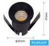 UNIVERSO Mini spot lámpatest 3w 3000k 300lm 30° IP20 Fekete D35x47mm kivágás:D28mm