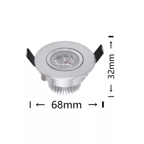 UNIVERSO mini spot lámpatest 3w 6500K 270lm 30° IP20 ∅68×32mm ezüst