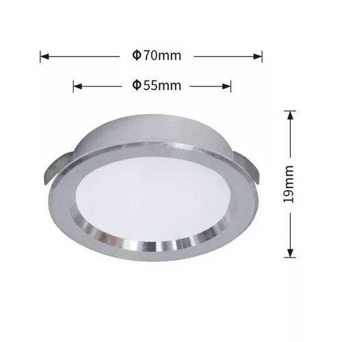 UNIVERSO mini spot lámpatest 3w 3000k 240lm 120° IP20 ∅70×19mm ezüst