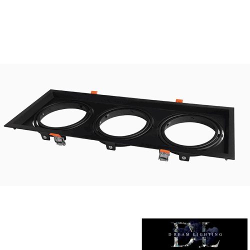 UNIVERSO Süllyesztett spot keret 3*AR111 fekete 475x175mm / kivágás 460x160mm