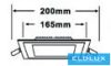 UNIVERSO Négyzet alakú süllyesztett LED panel 18w 1800lm CCT/kap. 120° IP20 Fehér 220x220mm kivágás:165x165mm