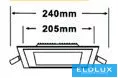 UNIVERSO Négyzet alakú süllyesztett LED panel 24w 2400lm CCT/kap. 120° IP20 Fehér 240x240mm kivágás:205x205mm