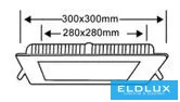 UNIVERSO Négyzet alakú süllyesztett LED panel 24w 2400lm CCT/kap. 120° IP20 Fehér 300x300mm kivágás:280x280mm 3év