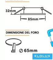 UNIVERSO Vizzáró süllyesztett lámpatest 1xPAR16 foglalat nélkül IP44 Króm D85x32mm Kivágás:D65mm