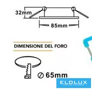 UNIVERSO Vizzáró süllyesztett lámpatest 1xPAR16 foglalat nélkül IP44 Fehér D85x32mm Kivágás:D65mm