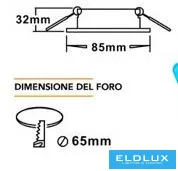 UNIVERSO Vizzáró süllyesztett lámpatest 1xPAR16 foglalat nélkül IP44 Fekete D85x32mm Kivágás:D65mm