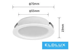 UNIVERSO mini spot lámpatest 3w 4000K 240lm 120° IP20 ∅70×19mm fehér