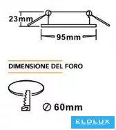 UNIVERSO Süllyesztett lámpatest 1xPAR16 foglalat nélkül IP20 Fehér 95x95x23mm Kivágás:D60mm