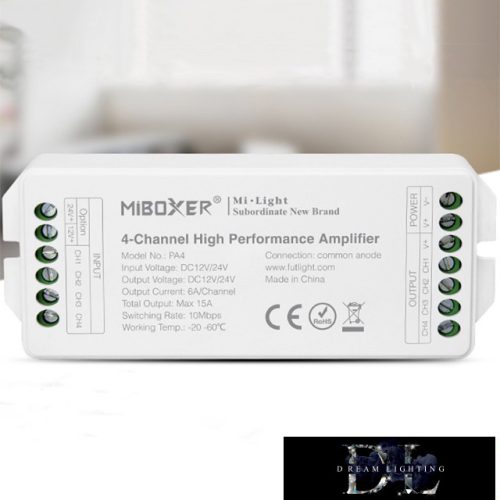 MIBOXER 4 csatornás Jelerősítő DC:12-24V Max:15A 6A/CH