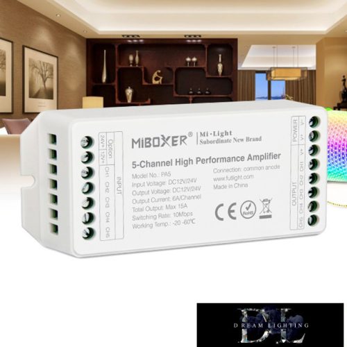 MIBOXER 5 csatornás Jelerősítő DC:12-24V Max:15A 6A/CH
