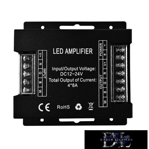 UNO LED12V/24V-os RGB/RGBW LED szalag jelerősitő 4×8A IP20