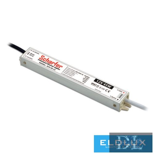 Scharfer kültéri LED Tápegység 12V/3.75A 45Watt IP67 7 év garancia