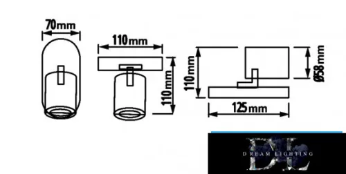 UNIVERSO Spot lámpatest 1xGU10 Max.35w IP20 125x70x110mm Fekete/Arany
