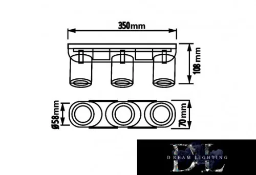 UNIVERSO Spot lámpatest 3xGU10 Max.35w IP20 350x70x108mm Fehér