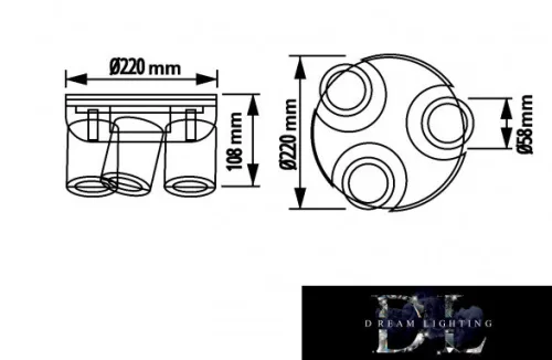 UNIVERSO Spot lámpatest 3xGU10 Max.35w IP20 D220x108mm Fekete/Arany