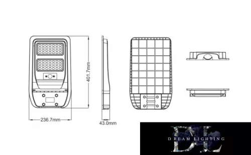 UNIVERSO Solar utcai lámpa 3.2V-5AH 1000lm 4000k IP65 fekete 402x237x43mm