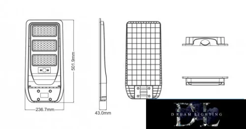 UNIVERSO Solar utcai lámpa 3.2V-10AH 1500lm 4000k IP65 fekete 502x237x43mm