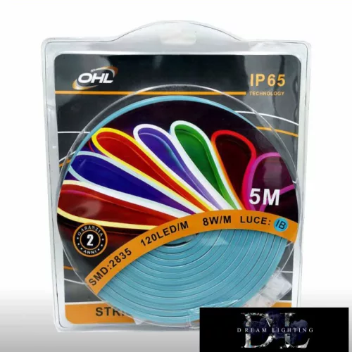 UNIVERSO Neon LED szalag 12v 2835-120D-8w/M Világosék IP65 5M