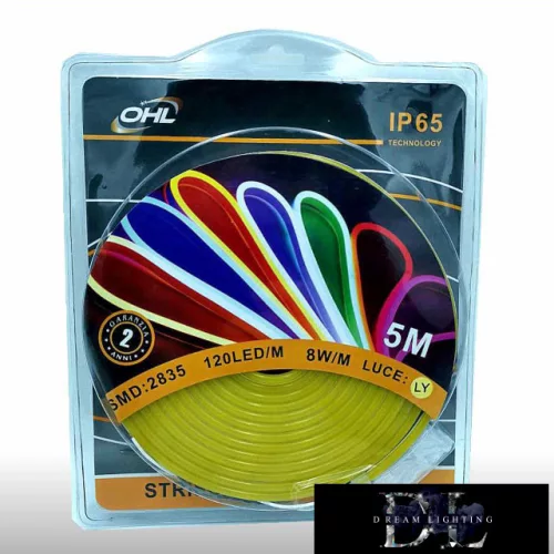 UNIVERSO Neon LED szalag 12v 2835-120D-8w/M Sárga IP65 5M