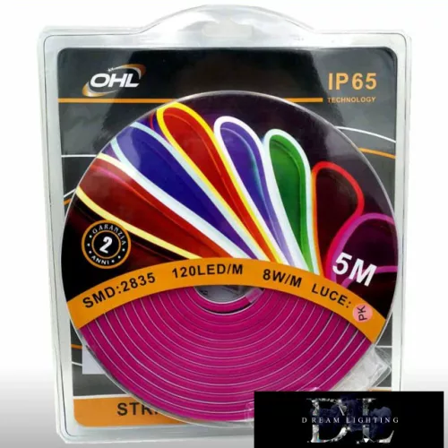 UNIVERSO Neon LED szalag 12v 2835-120D-8w/M Rózsaszín IP65 5M