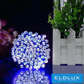 Napelemes 100 LED-es hideg fehér fényfüzér 10m