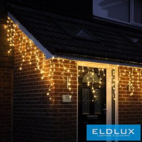   360 LED-es meleg fehér jégcsap izzósor adapterrel 7m (8 funkciós)