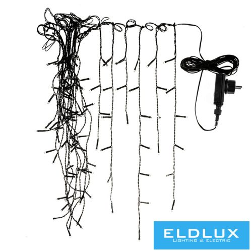 480 LED-es hideg fehér jégcsap izzósor adapterrel 7m (8 funkciós)