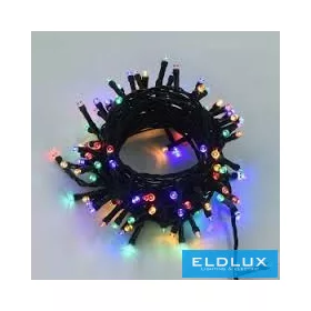   WISDOM fényfüzér multi fényű 100LED 5m zöld kábellel 8 fun. IP44