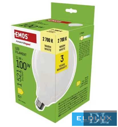 EMOS LED izzó Filament G125 E27 11W(100W) 1521lm Meleg fehér