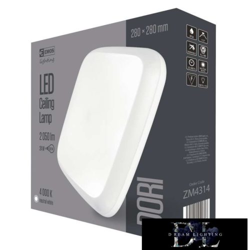 EMOS DORI LED lámpa négyzetes 24W 2050lm NW IP54 fehér
