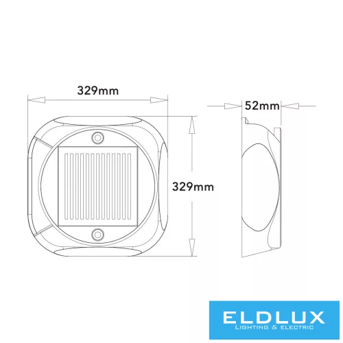 UNIVERSO Napelemes lámpa 300mAH 4.5V-0.36w 10lm 3000k IP54 Fekete 329x329x52mm