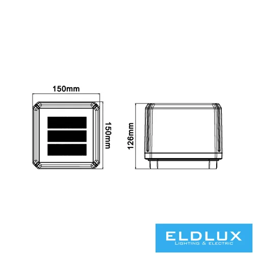 UNIVERSO Napelemes oszlop lámpa 3.2V-1500mAH 5V-1.6w 90lm CCT.kap IP65 Fekete 150x150x126mm
