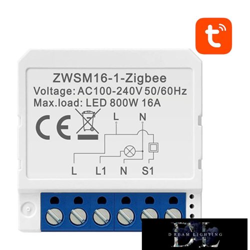 Avatto Okos kapcsolómodul 1-áramkörös AC:100-240V max.16A ZigBee Tuya